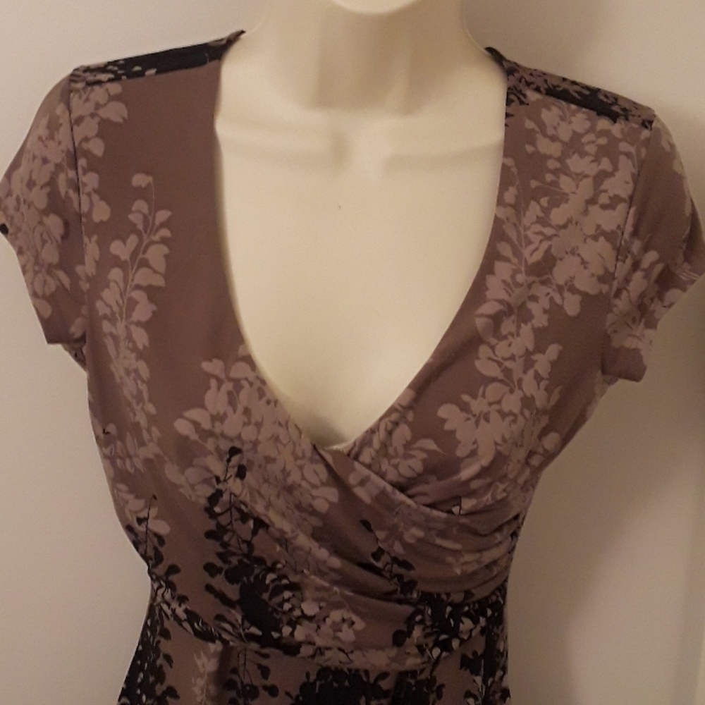 BCBG Brown Floral Stretch Maxi Dress XS - Picture 2 of 9